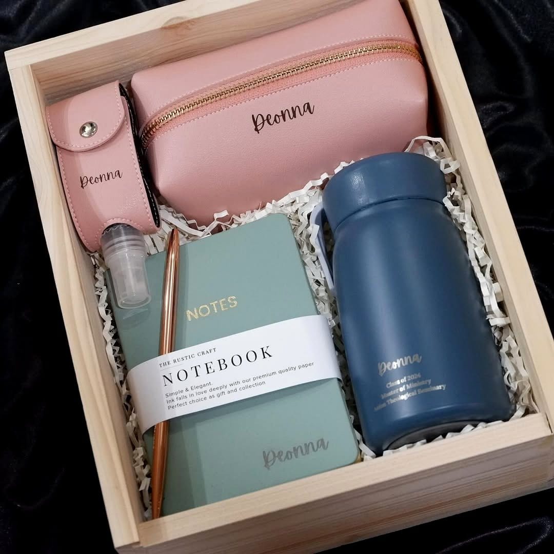 rustic wooden gift box with ribbon