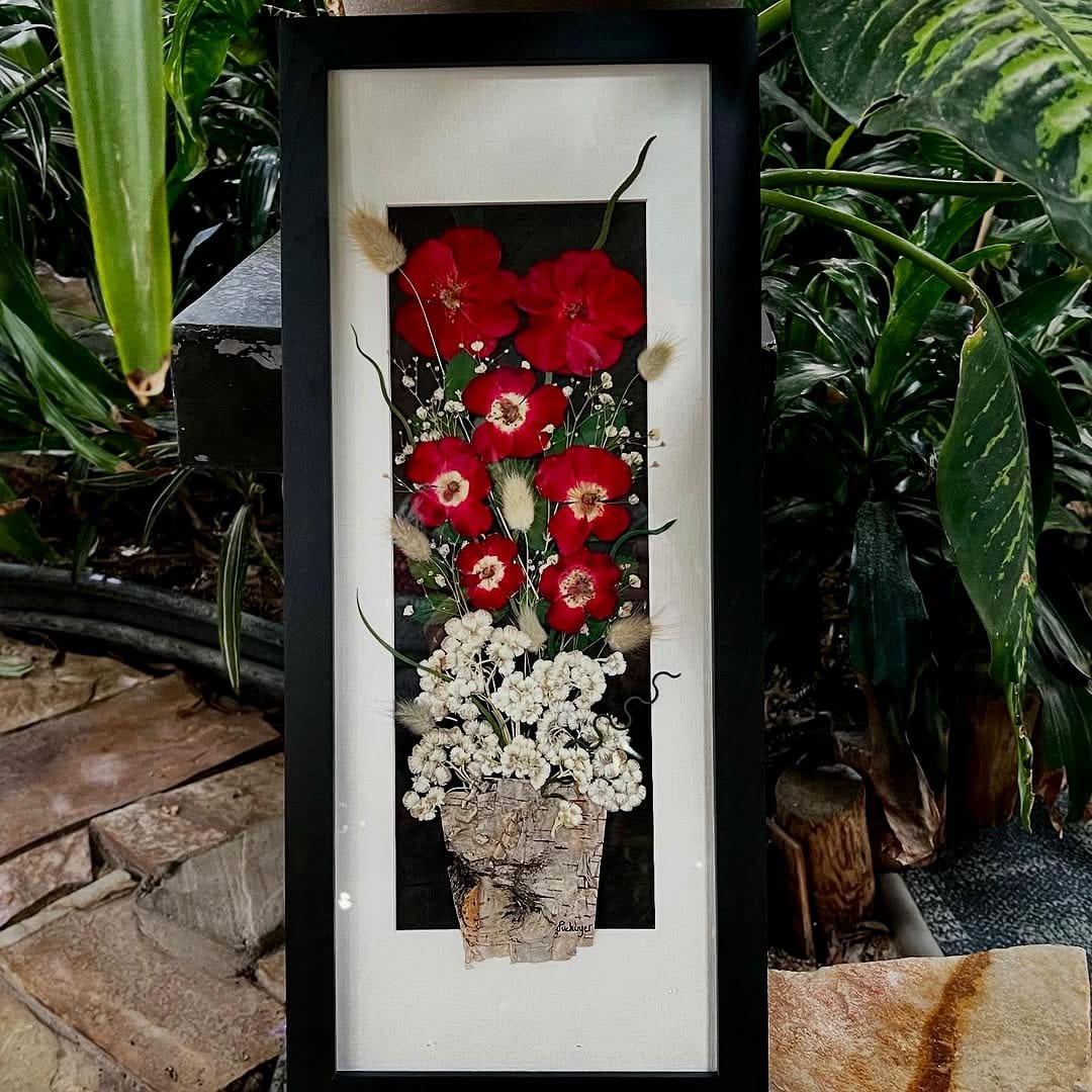 Black planter with white birch