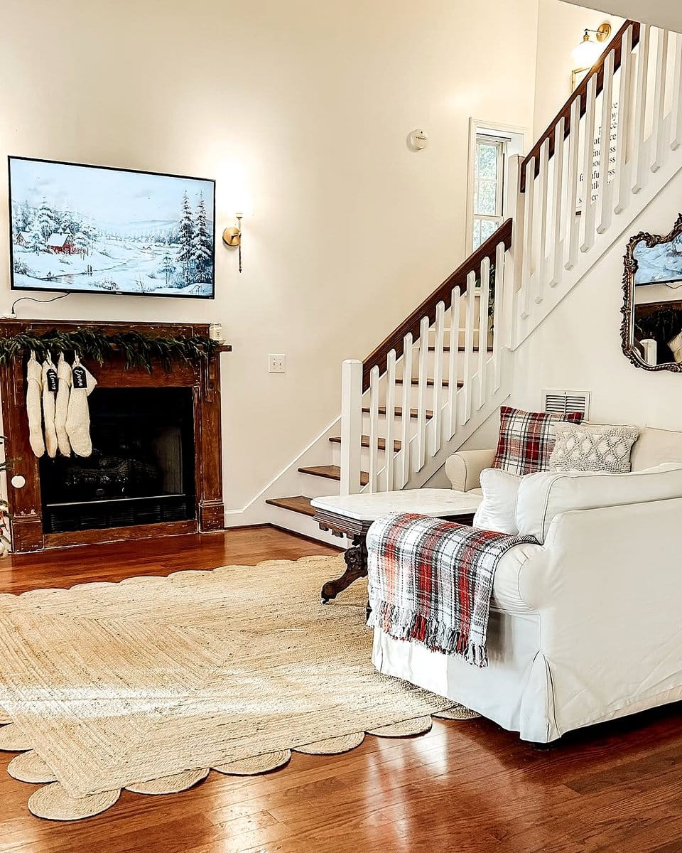 Jute rug in rustic living room setting