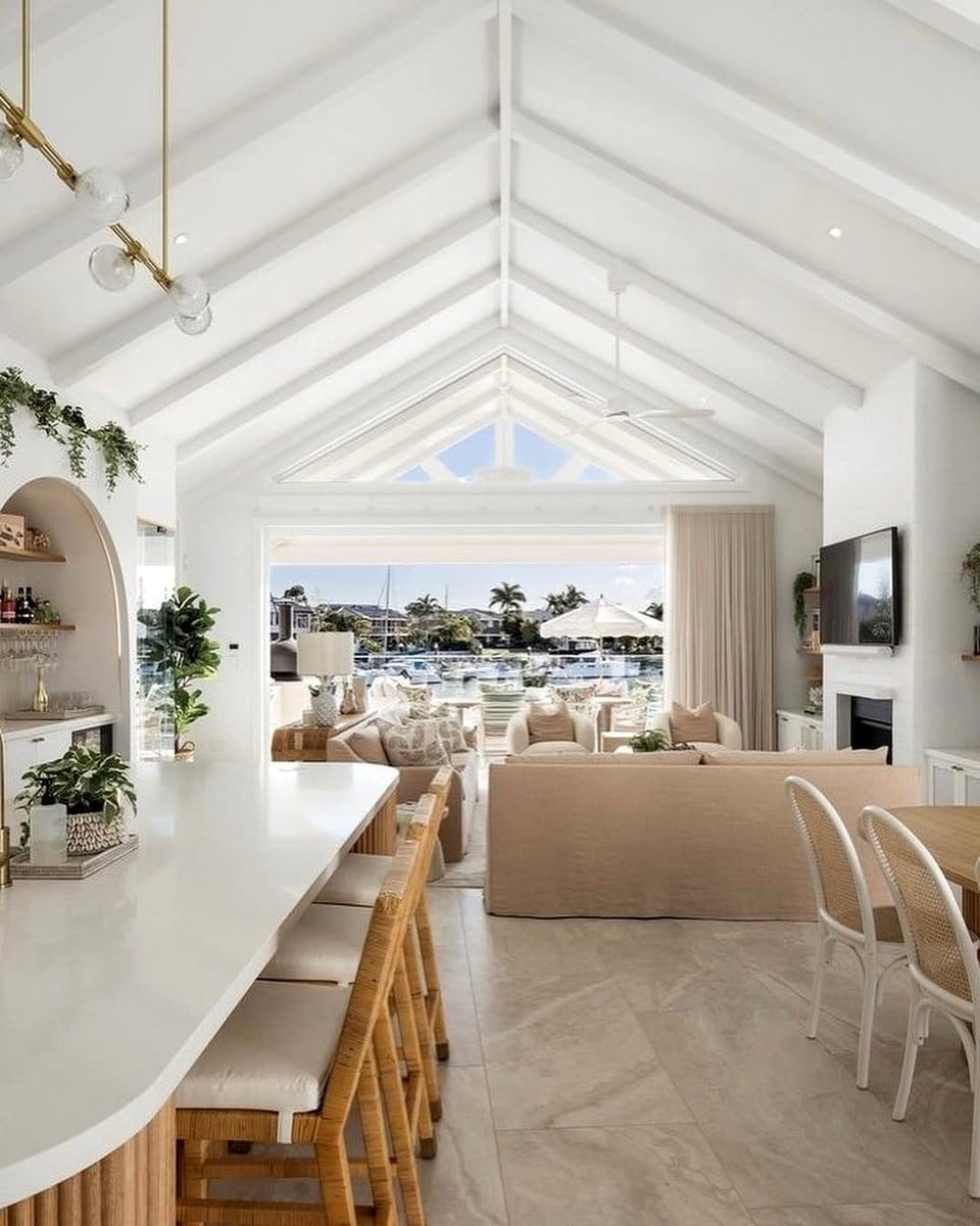 curved herb bench on island