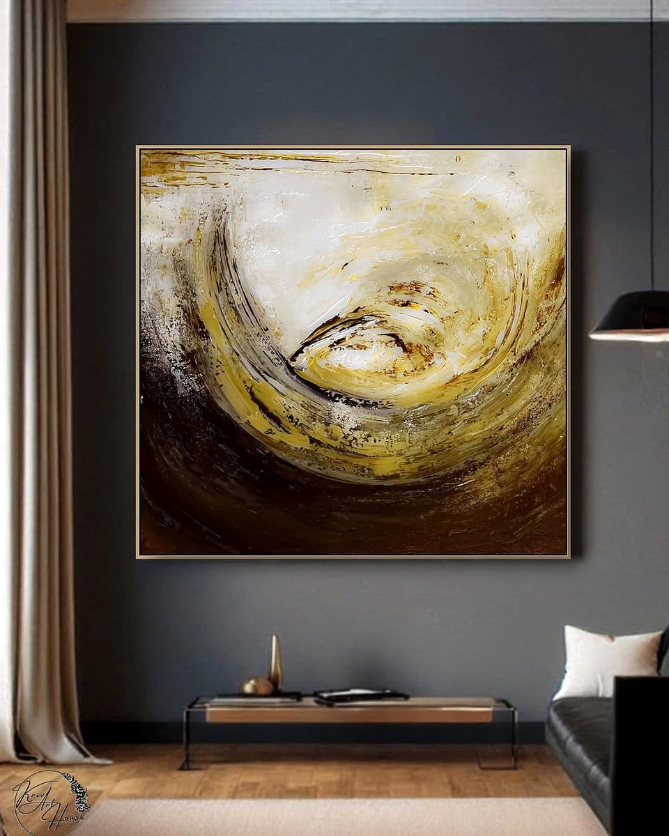 oversized abstract painting on wall