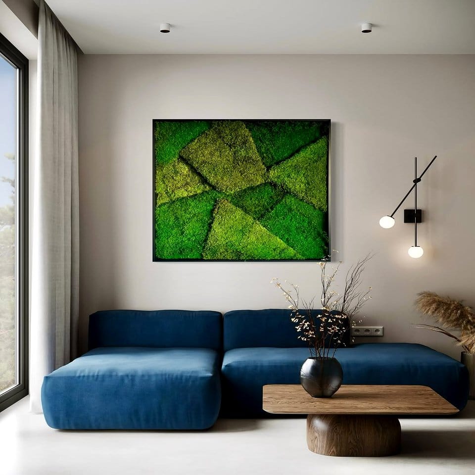 Geometric moss wall art piece