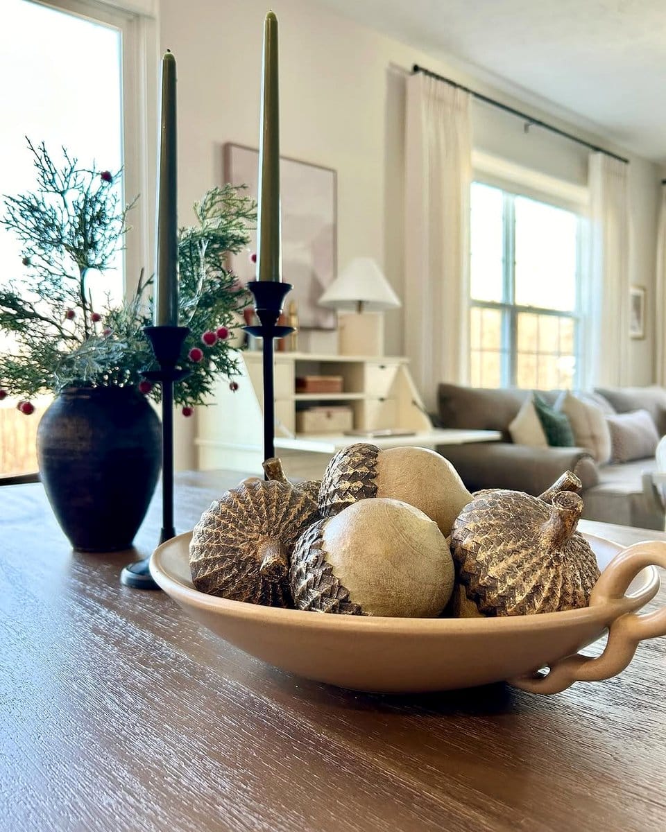 heirloom pot as dining table centerpiece