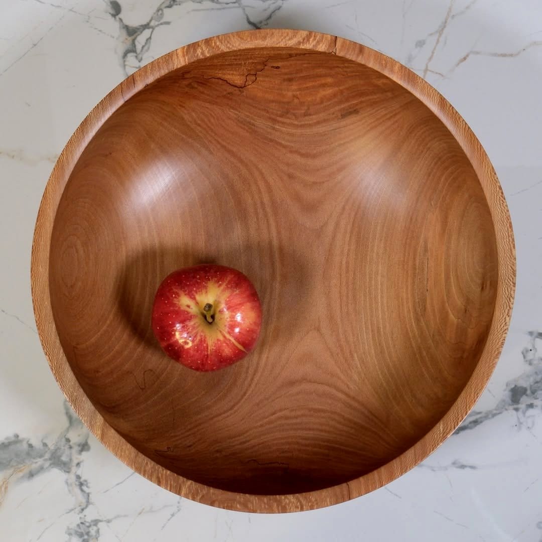 handcrafted wooden bowl with fruit
