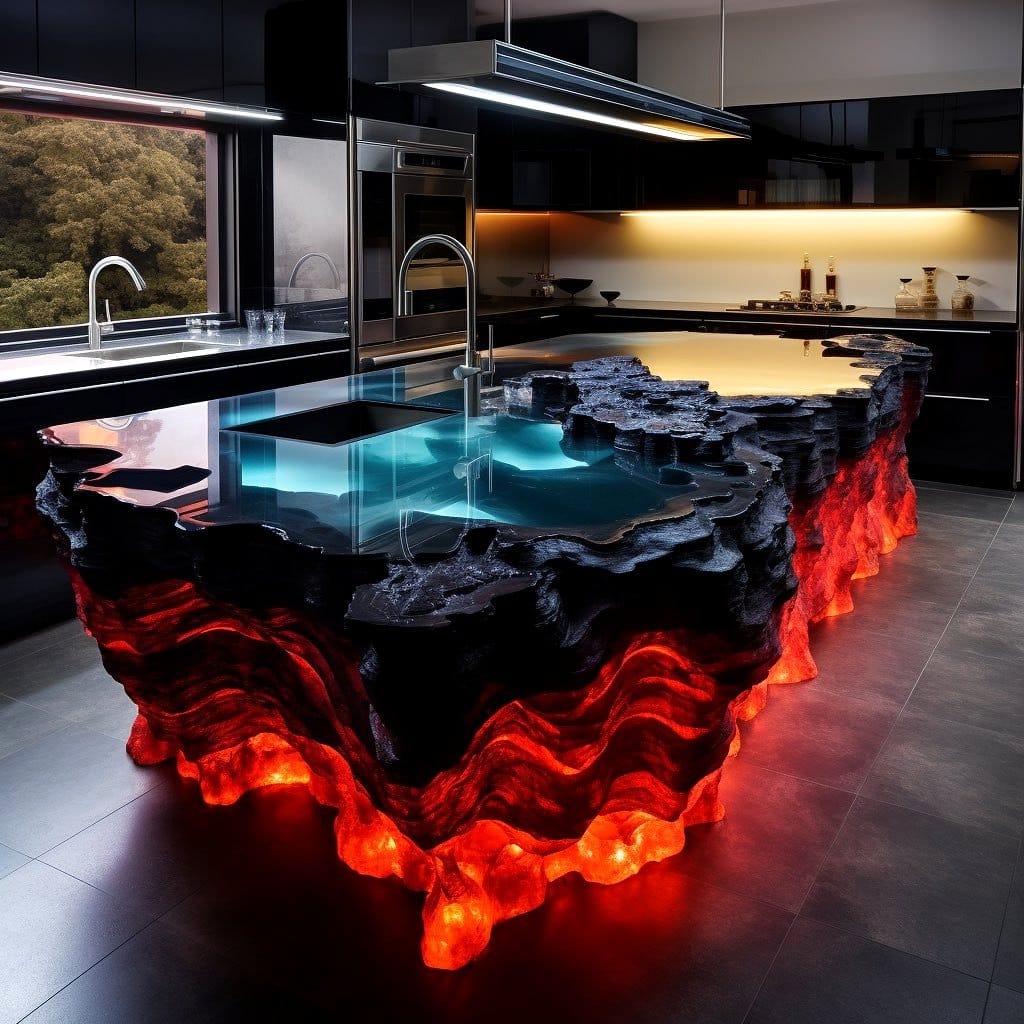 dining table centerpiece with lava rock