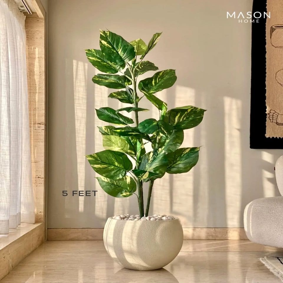 Lifelike artificial plants in bright room