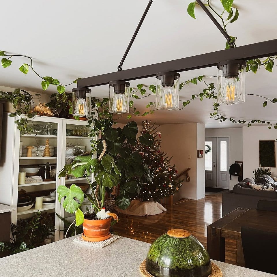 Modern desk with small plant accents