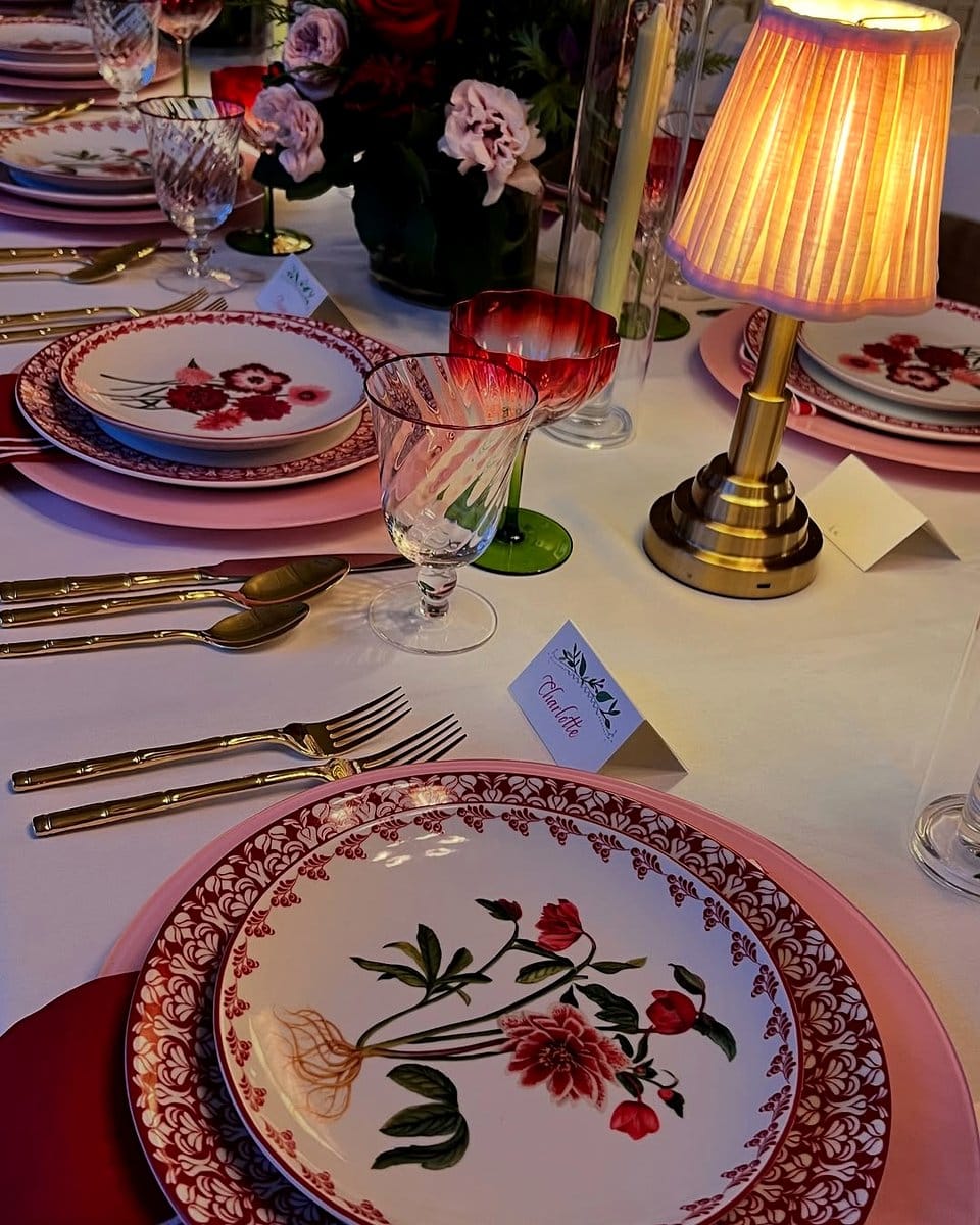 colorful leaf table setting for dinner