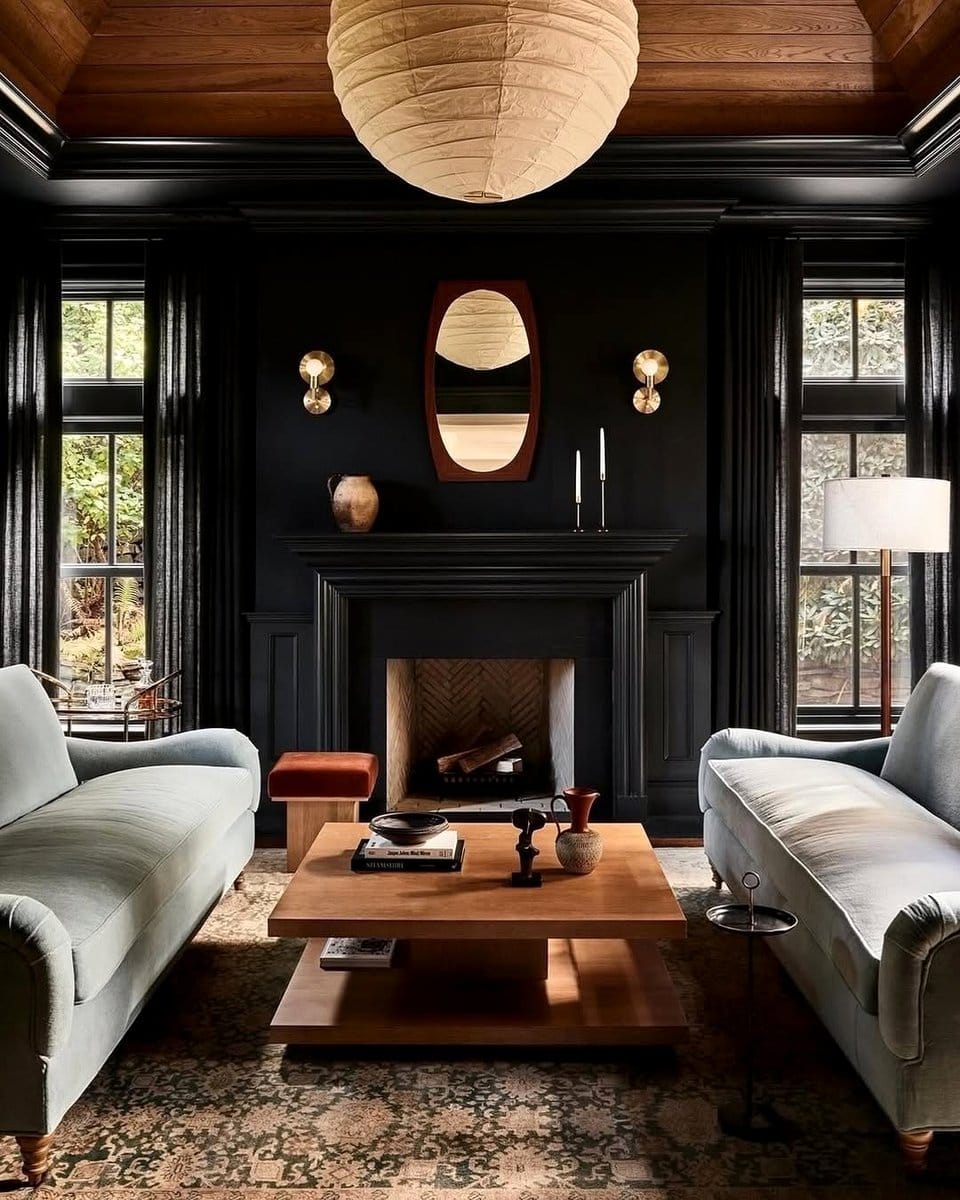 Black accents in Scandinavian decor