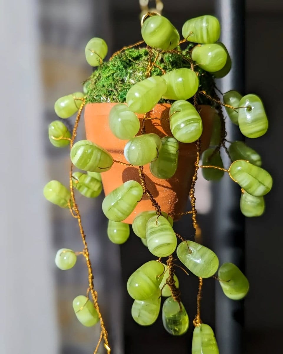 beaded plant hanger with vines