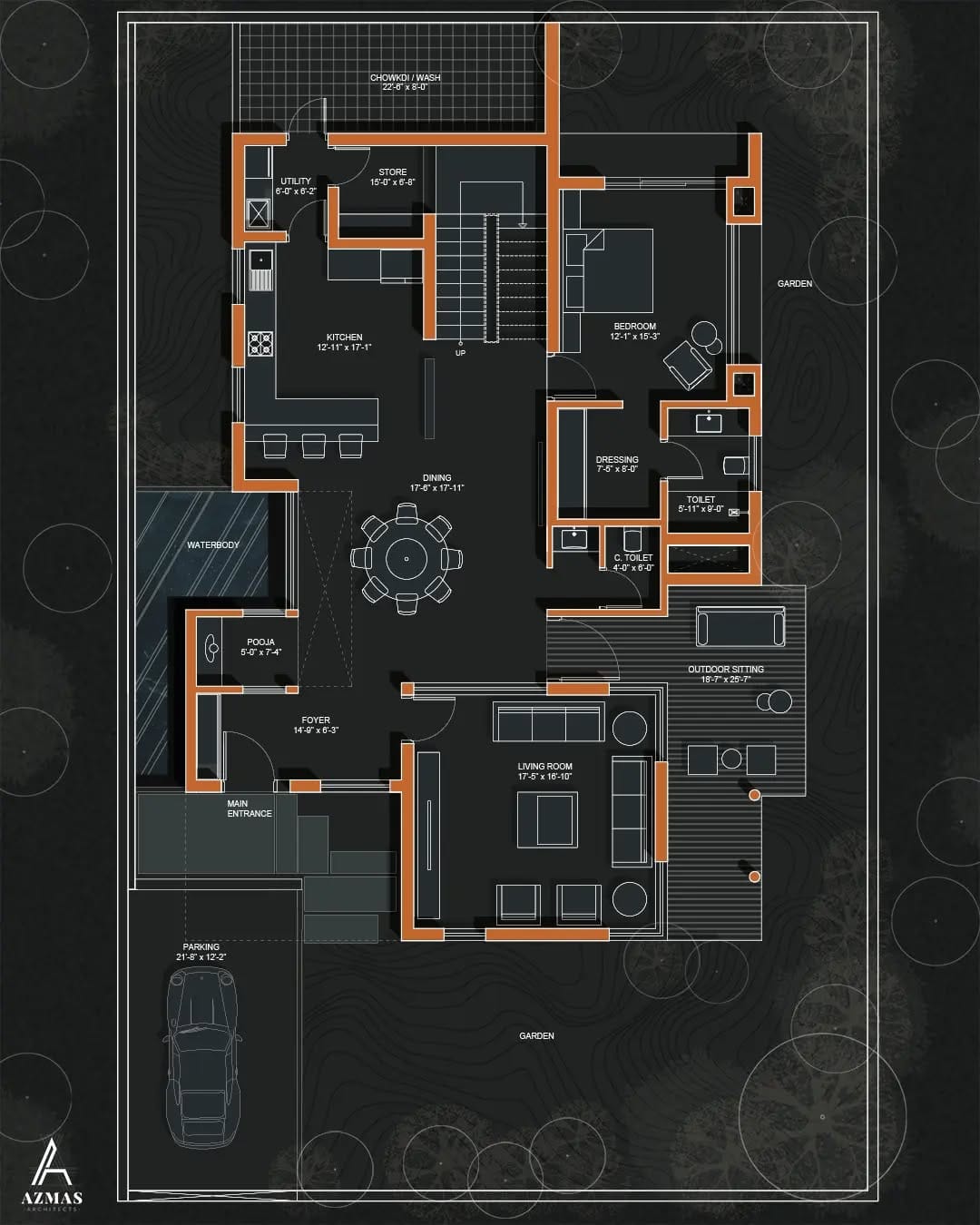 Clean-lined minimalist art display in a hallway