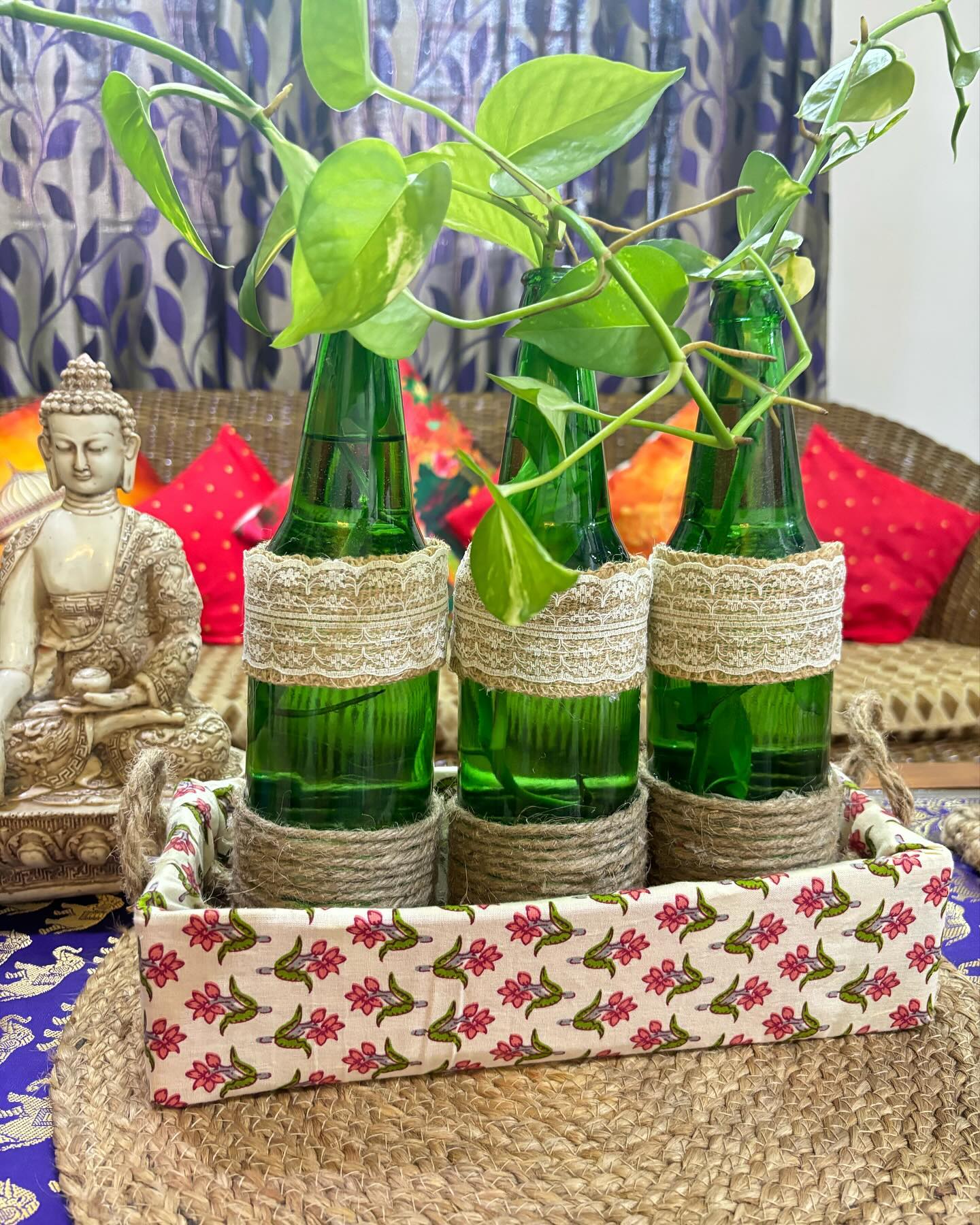 recycled material planter in community garden