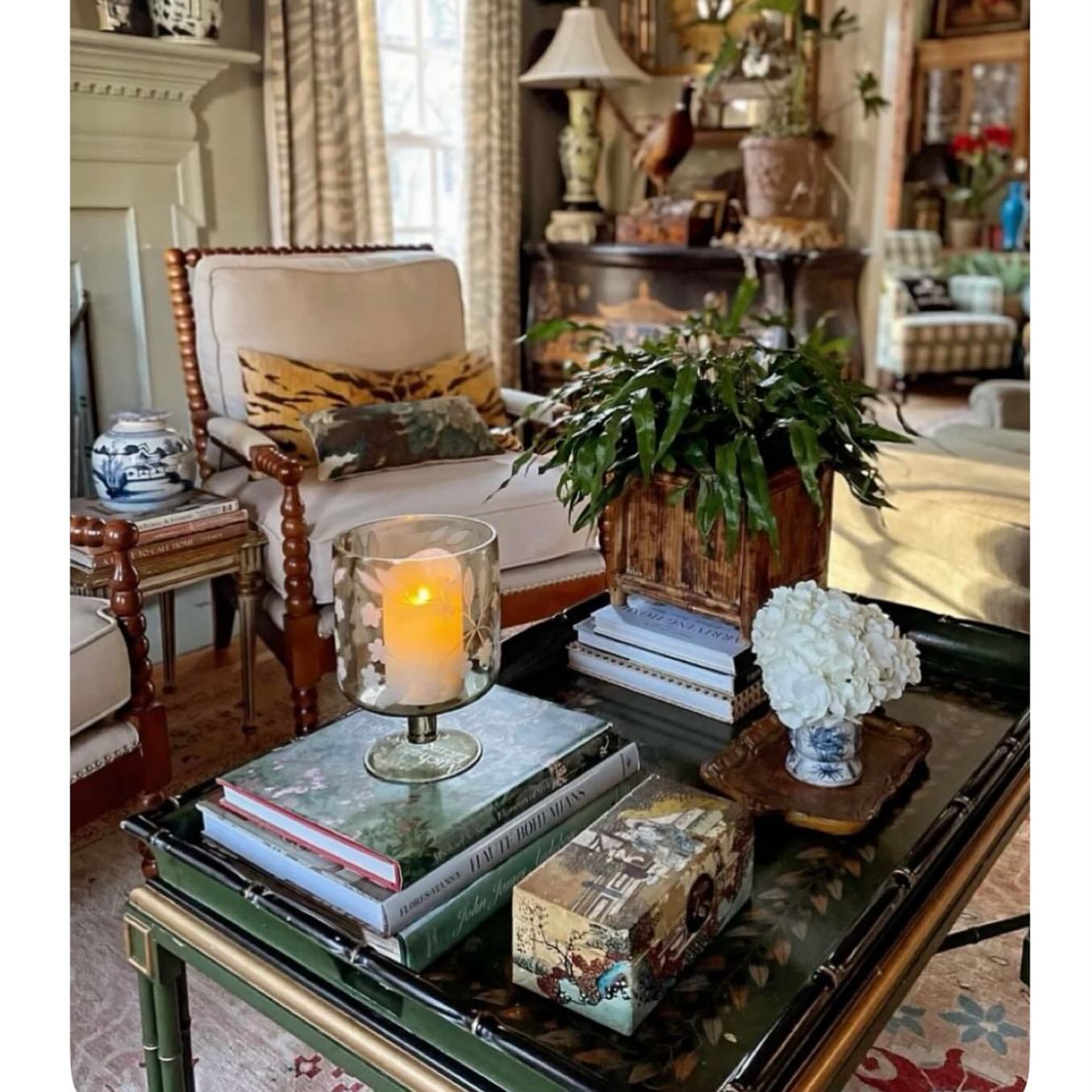 rattan and glass planter in sunroom