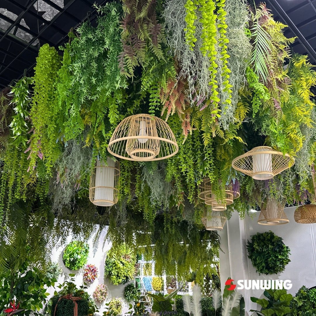 hanging planters with fiber optic lights