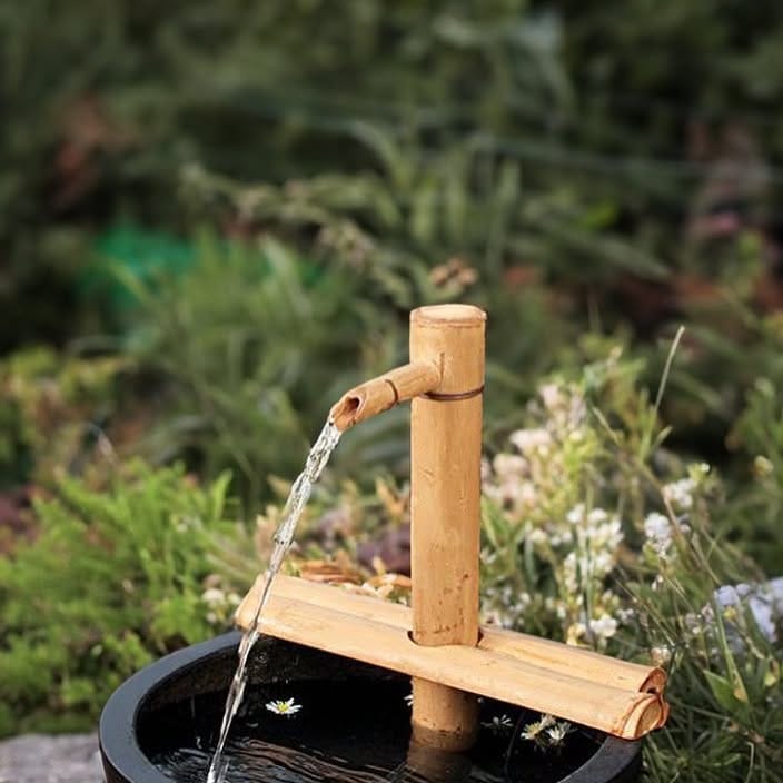 Tranquil bamboo fountain on tabletop