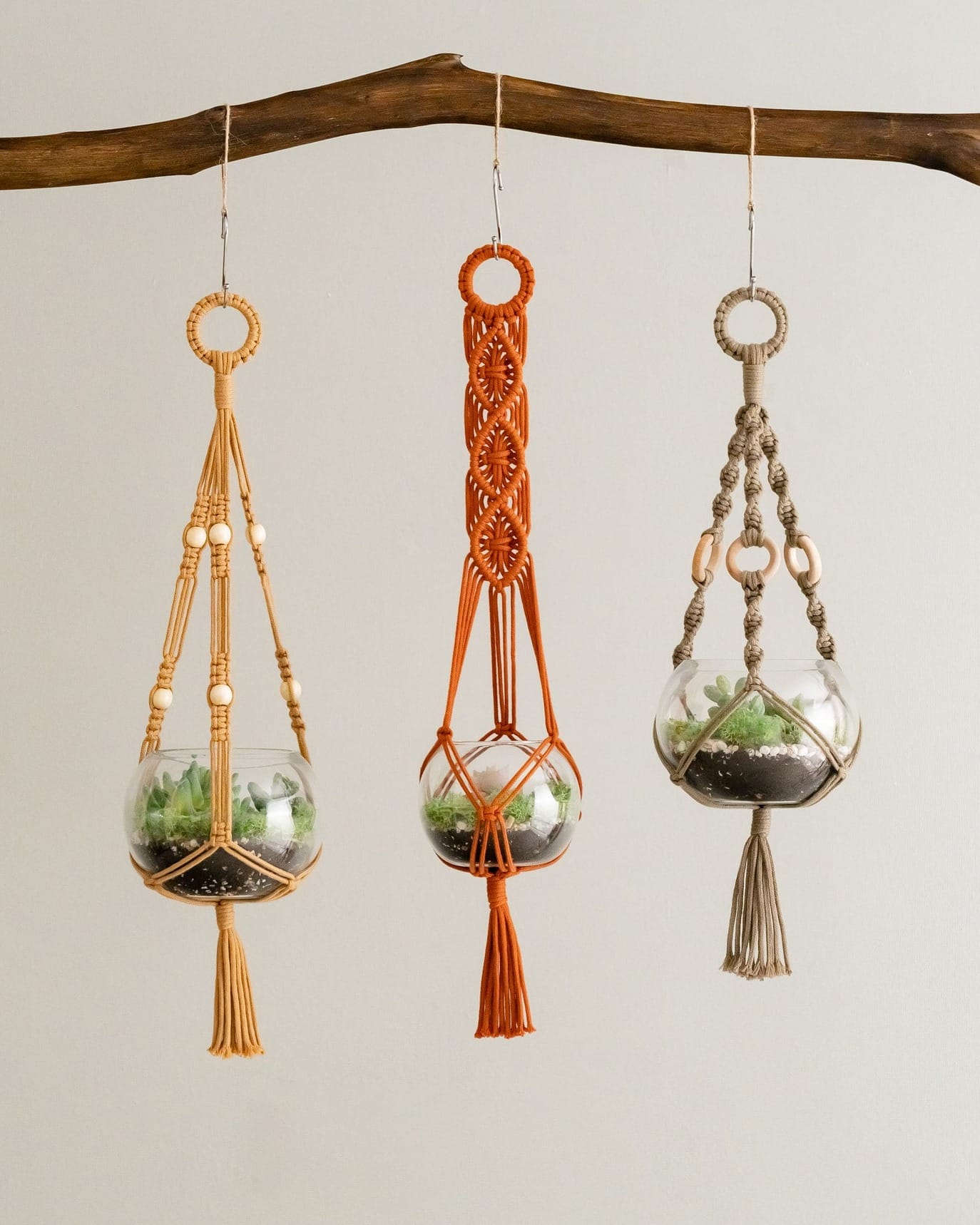 Cozy balcony with macramé plant hangers