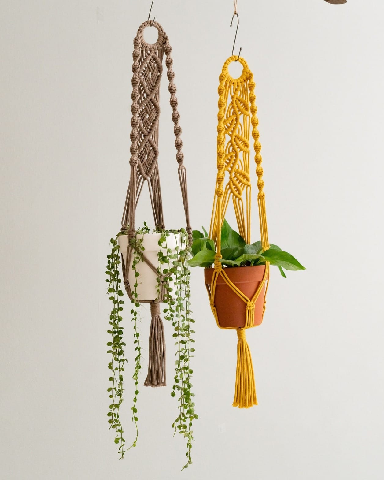 Handwoven macrame plant hangers
