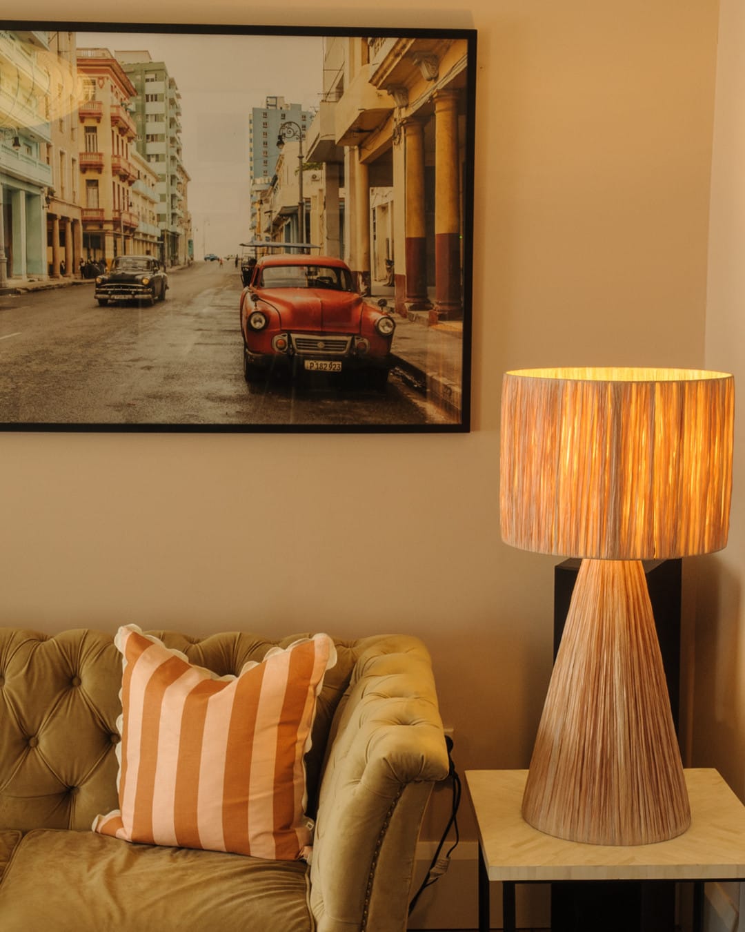 table lamp on small corner table