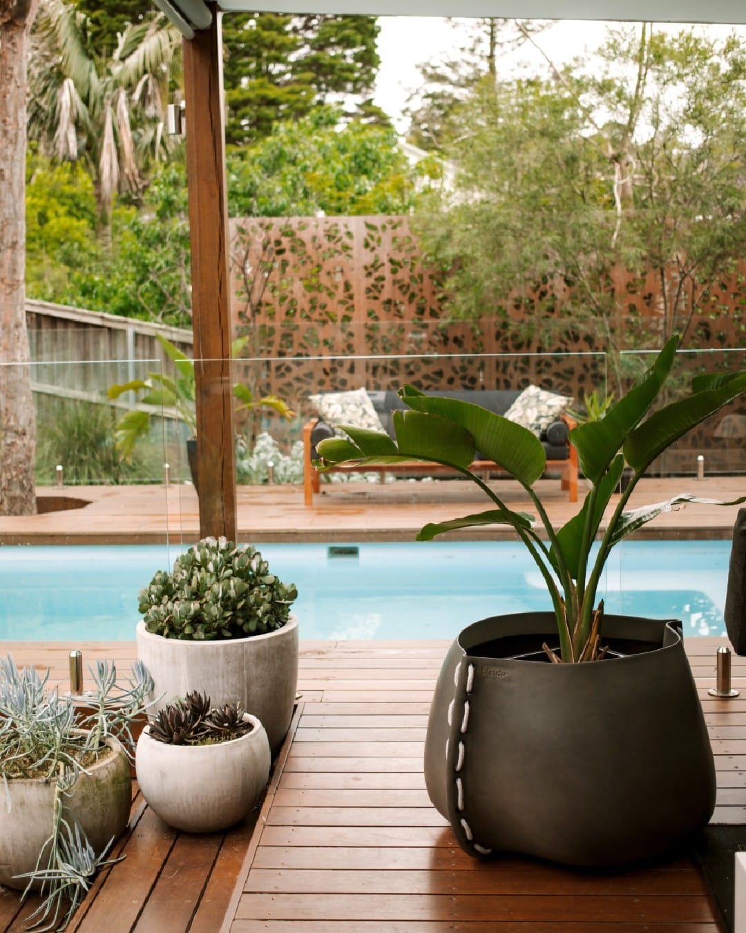 textured concrete planter design