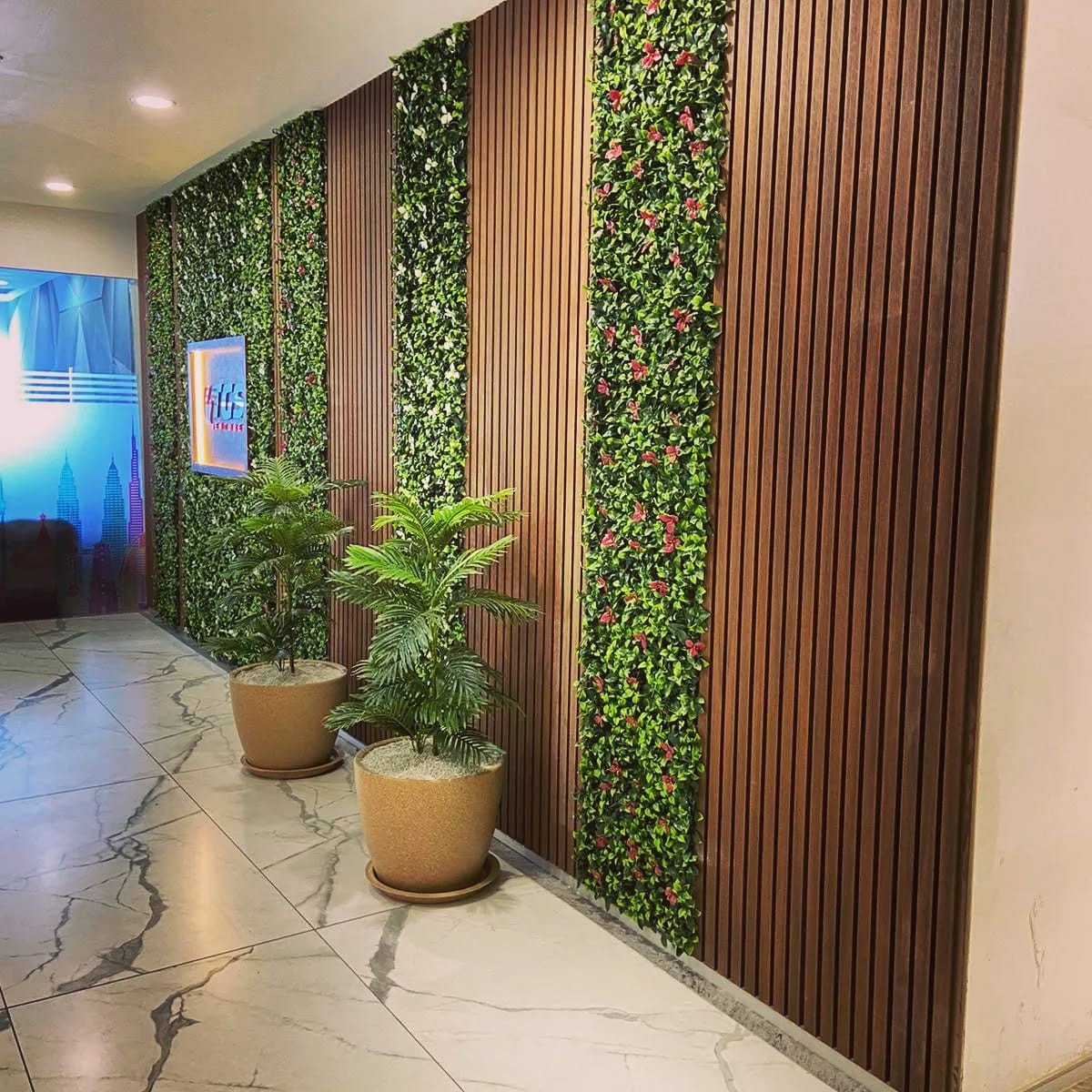 Lush indoor vertical garden installation