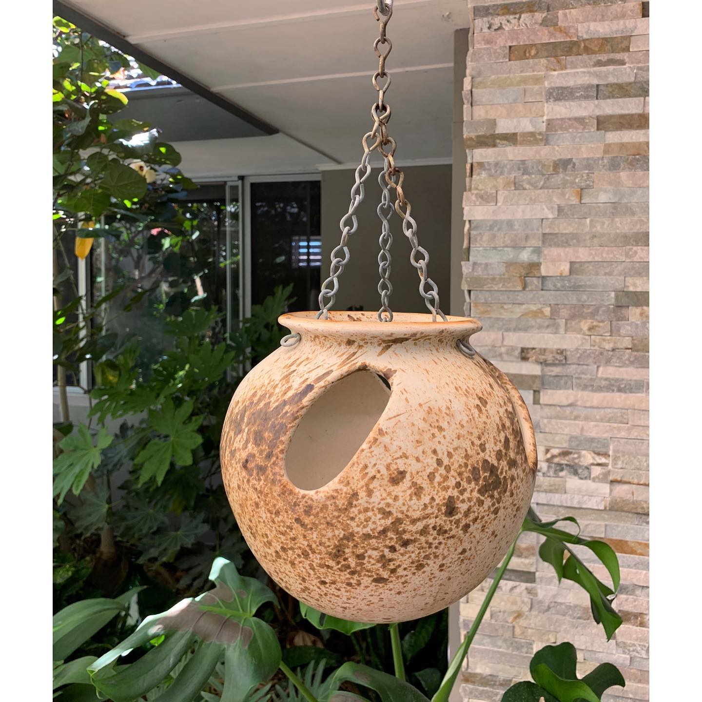 Neutral ceramic hanging plant pots