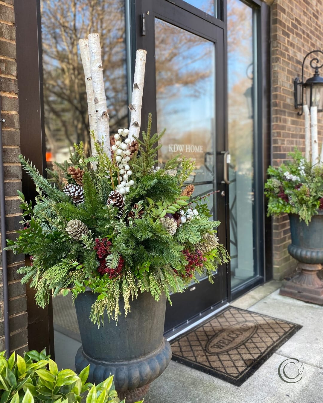 oversized cast iron urn in garden