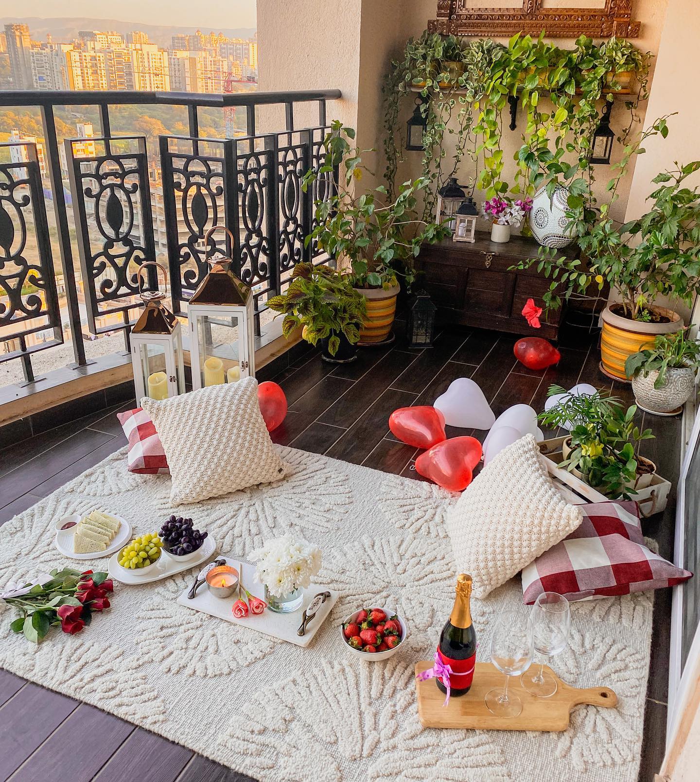 Vertical garden on wrought iron multi-tier stand