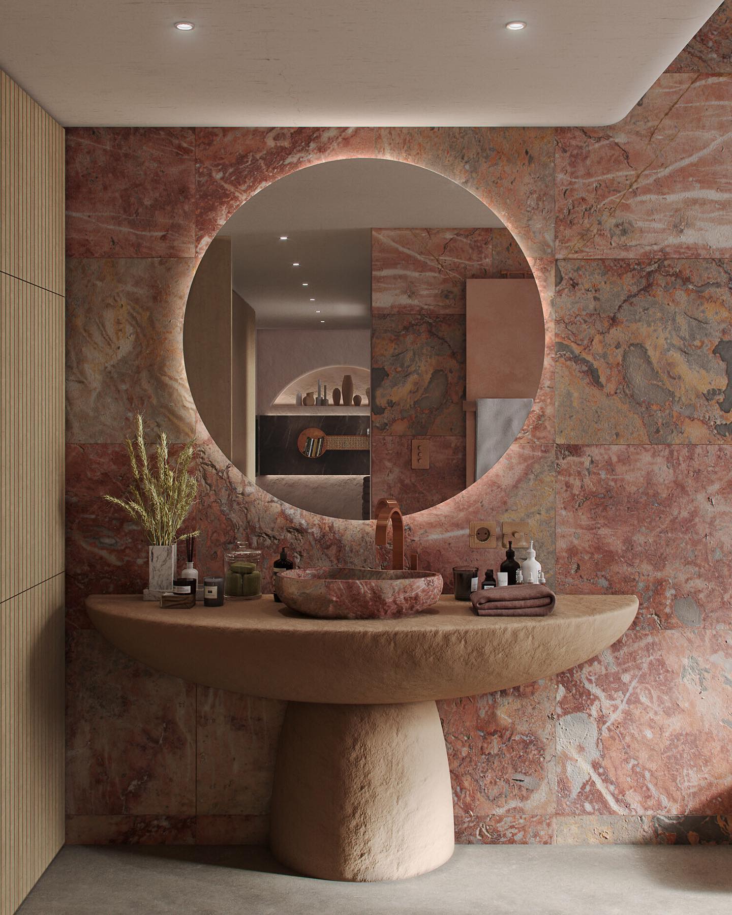 small marble-look planter with aloe vera