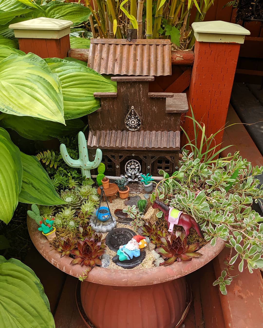 fairy garden with fiber optic lights