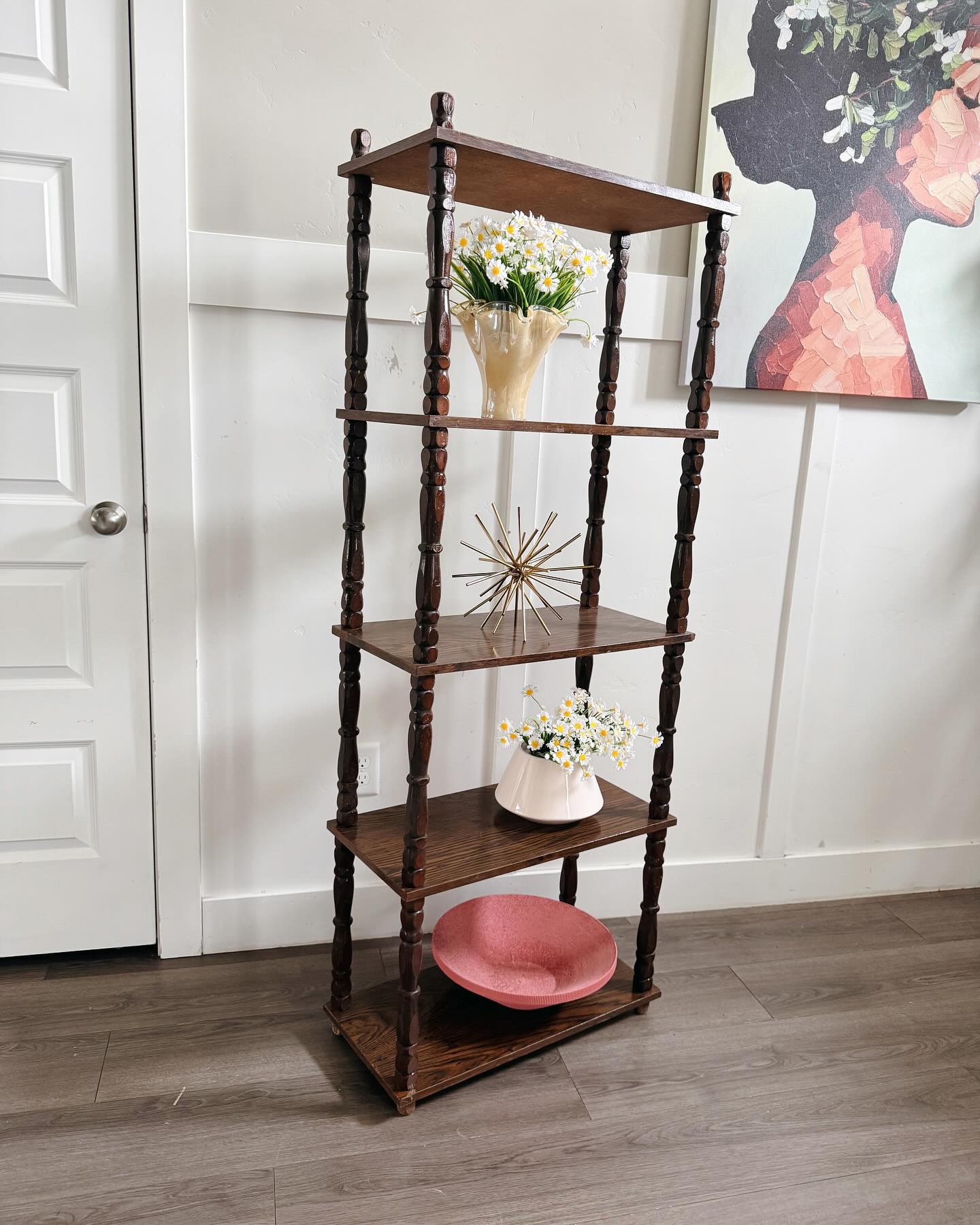 Rustic wooden ladder with cascading plants