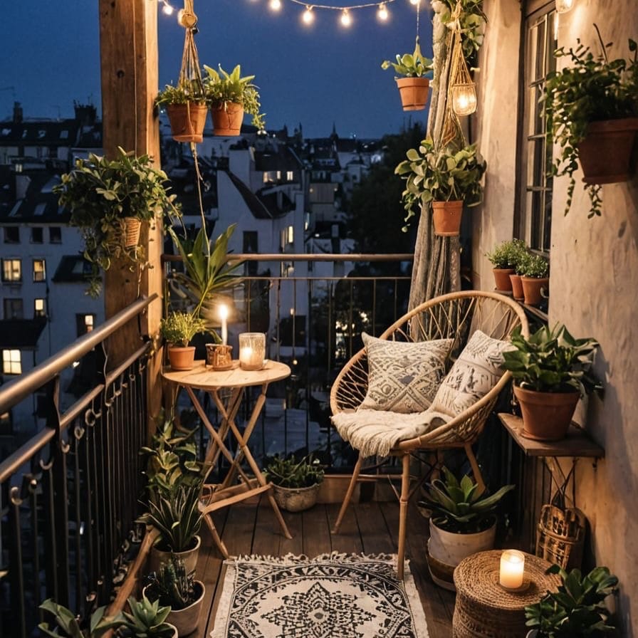 Fairy lights intertwined with plant vines