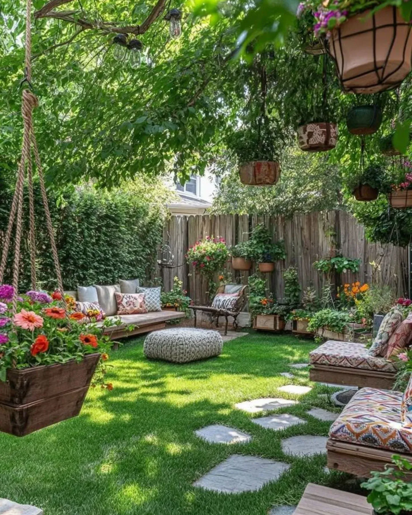 gradient pots on patio