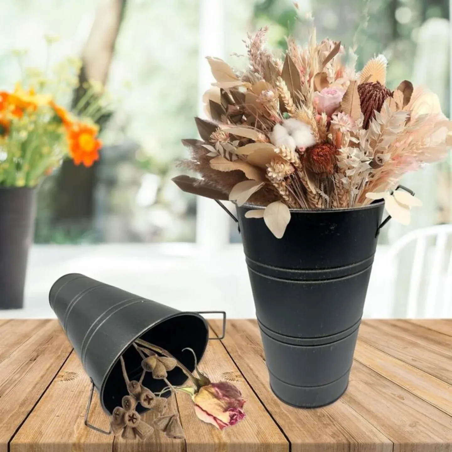 metal polygon planter with cactus