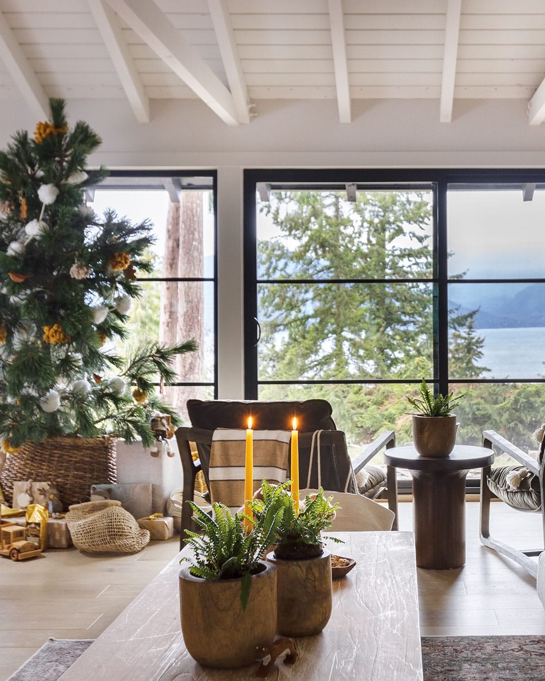 Simple birch stand with bonsai