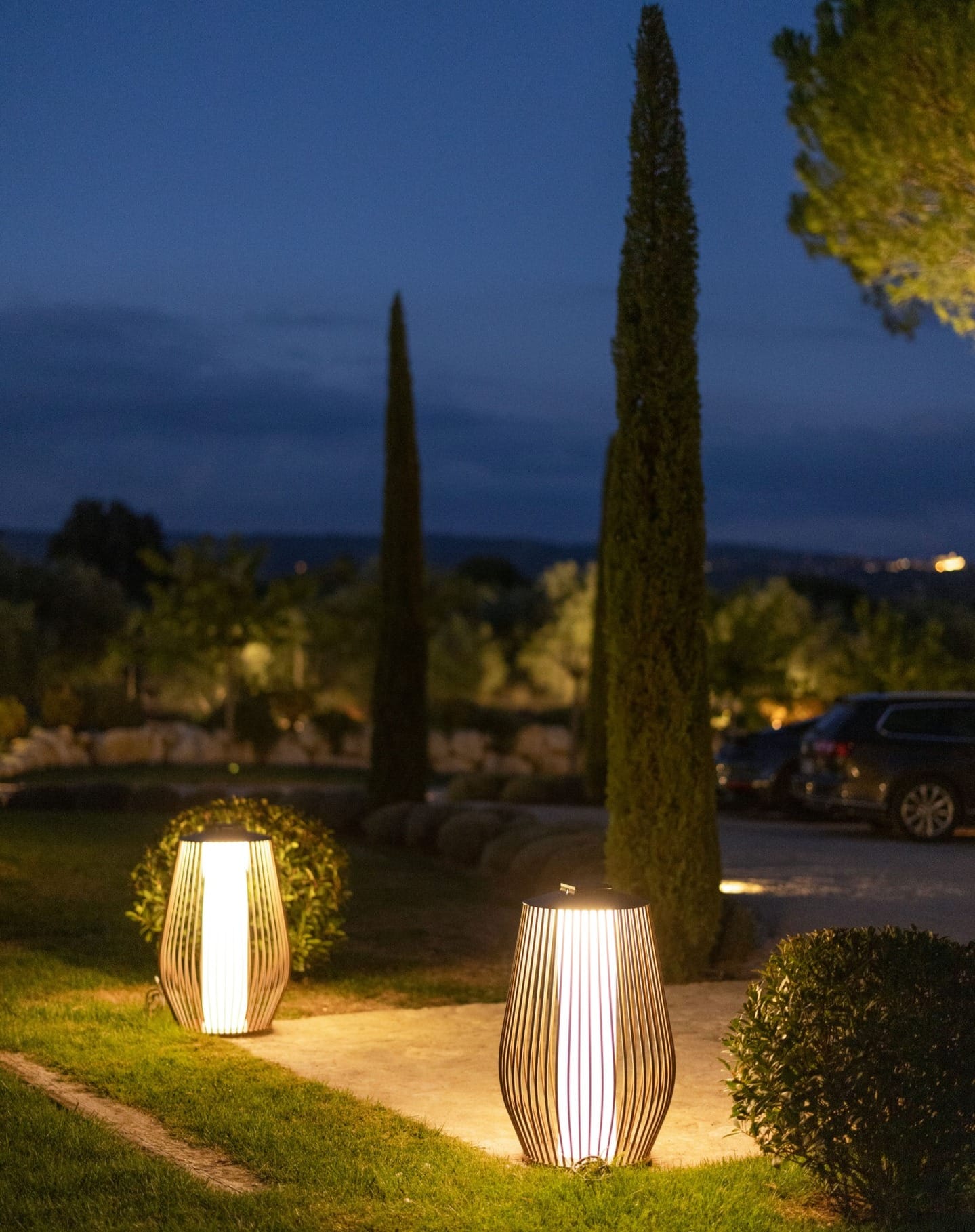 solar-powered lights in outdoor garden