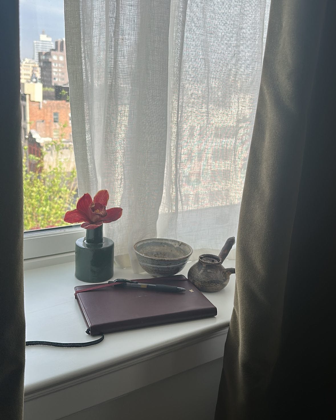 bedroom with healing crystals and rainbows