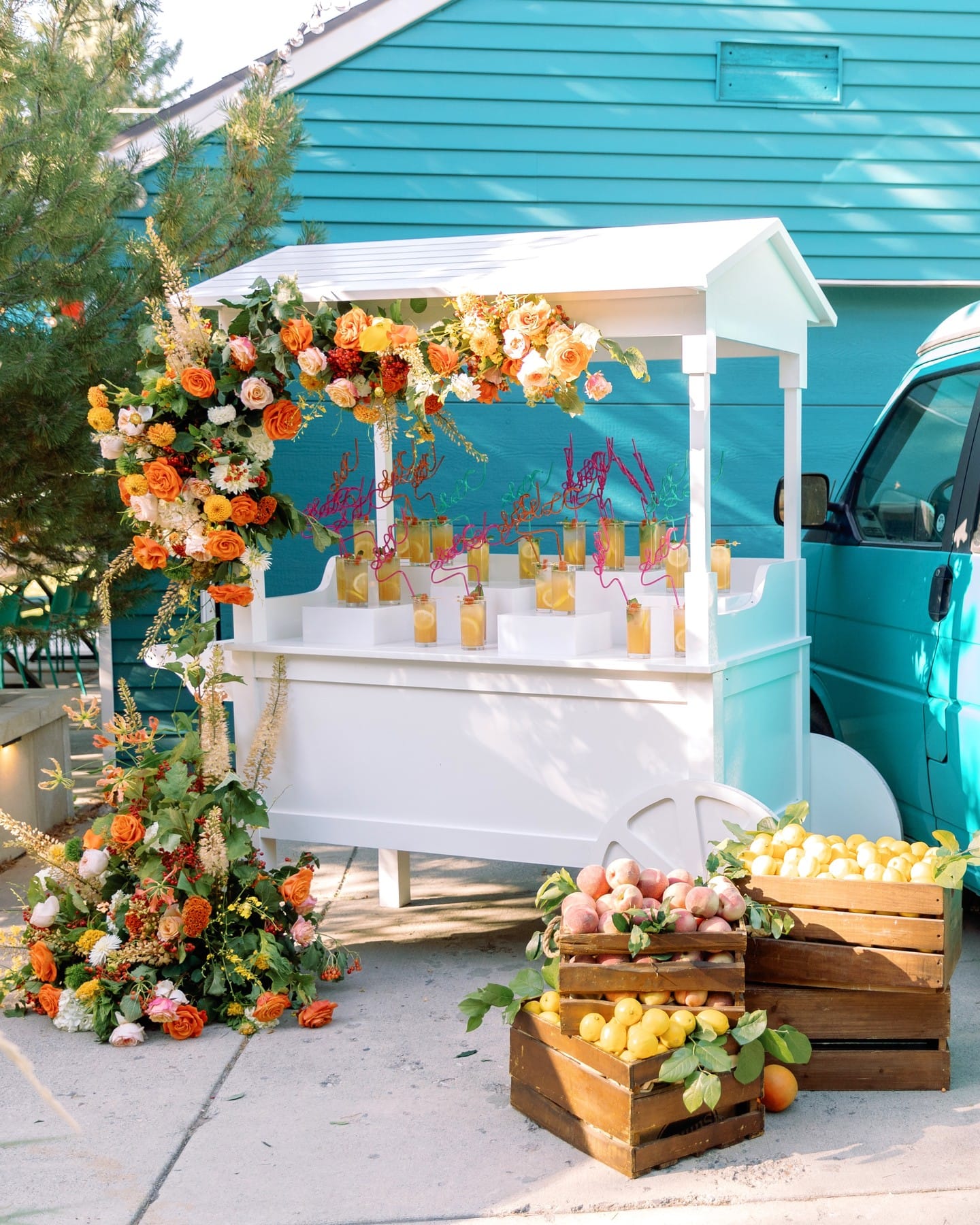 mobile herb cart with plants