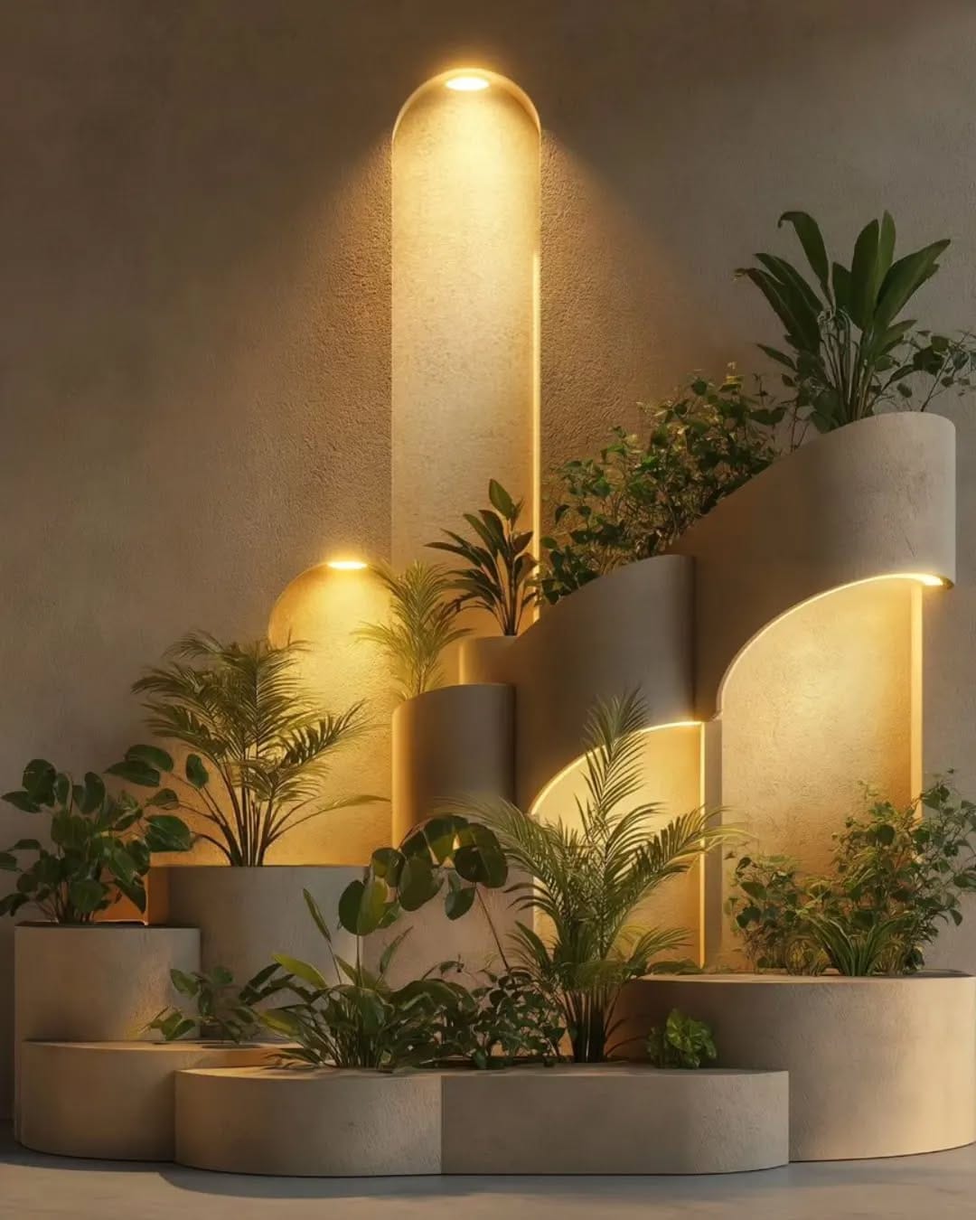 Decorative plant stand with layered plants