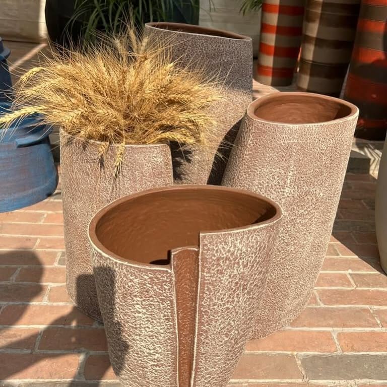 rustic clay pots on porch
