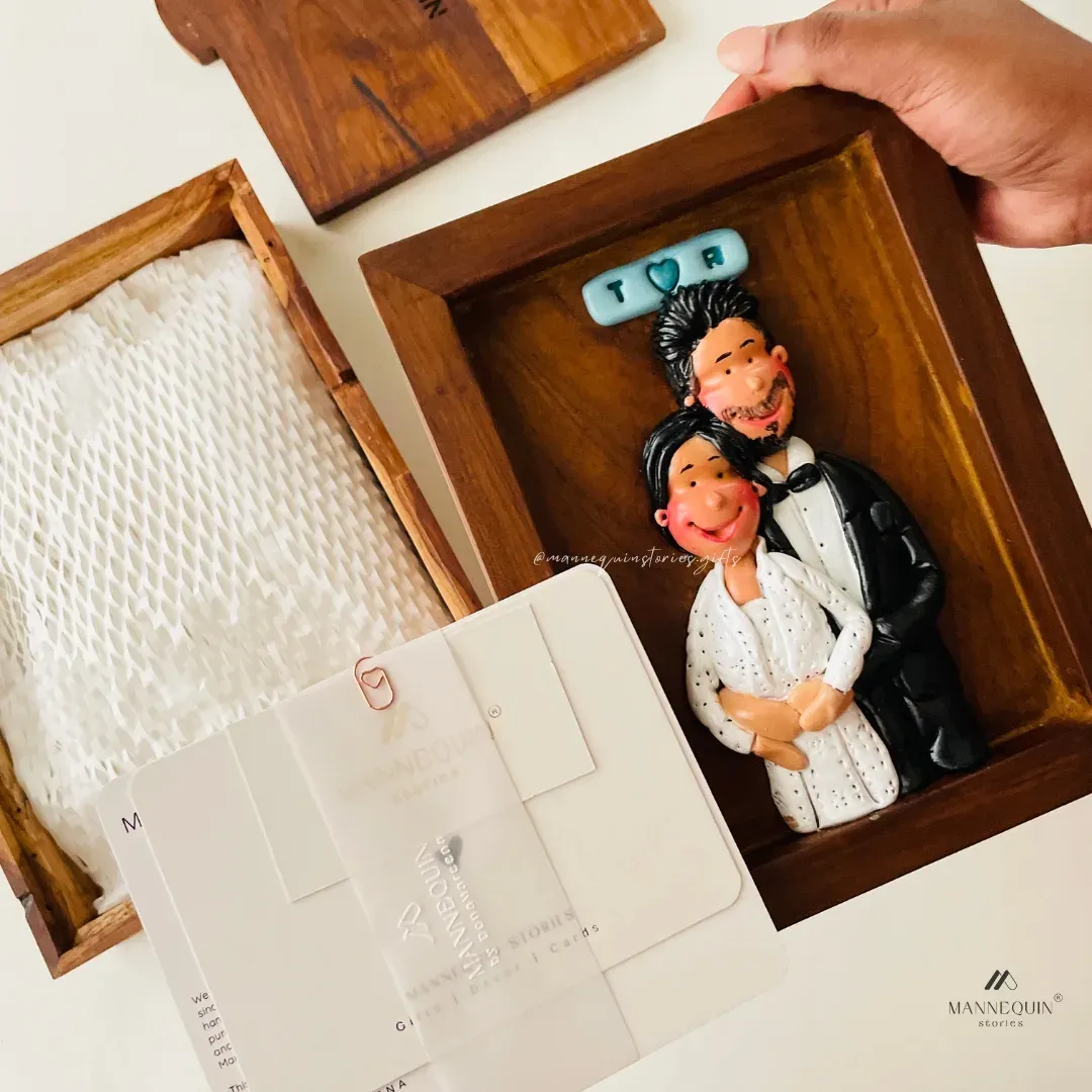 wooden picture frame with family photo