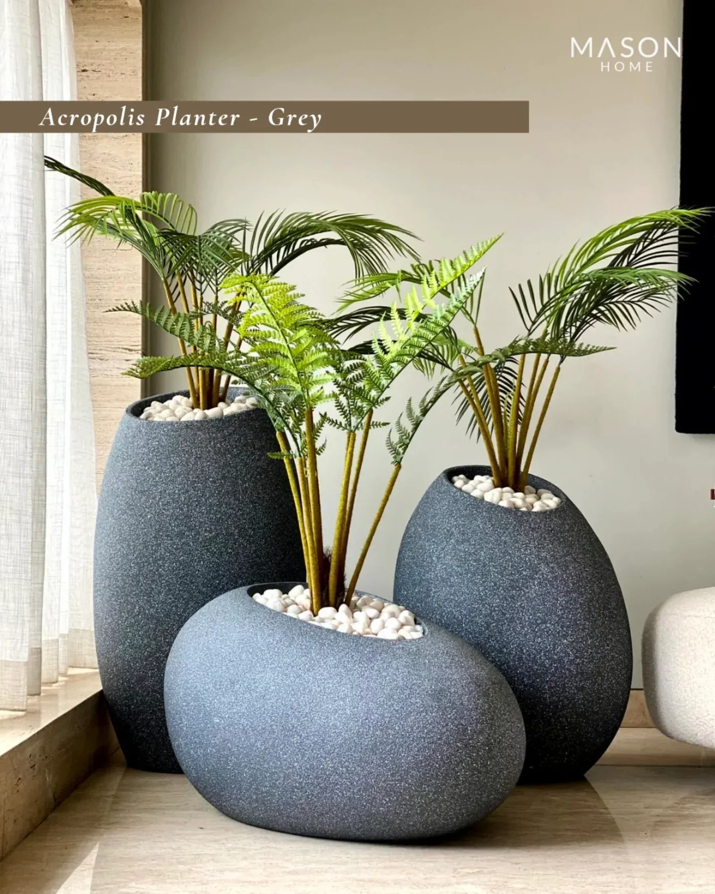 marble and glass planter in luxurious bathroom