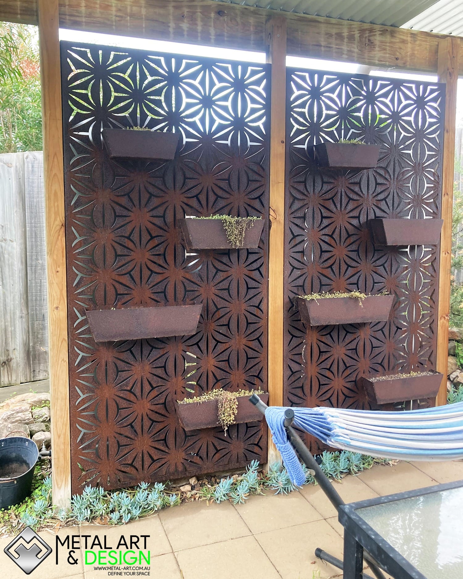 decorative metal trough with lavender