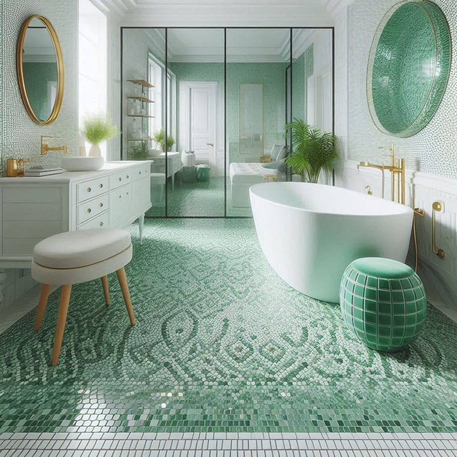 abstract green art on white wall