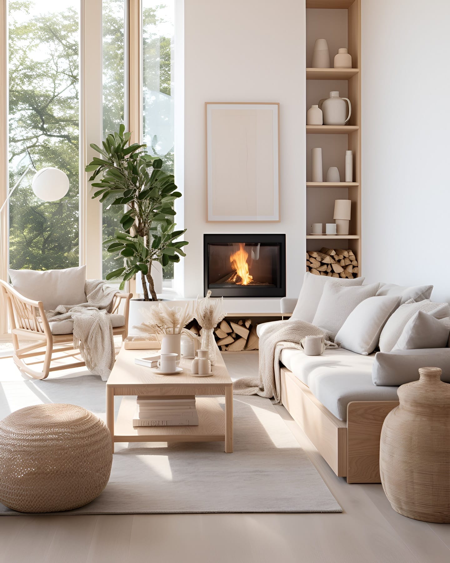 Natural material accents in Scandinavian design