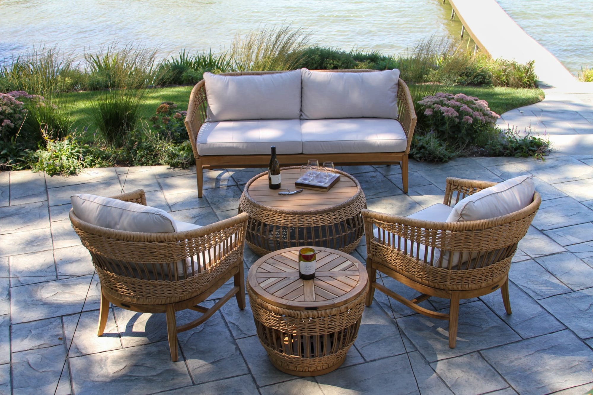 woven basket with outdoor decor