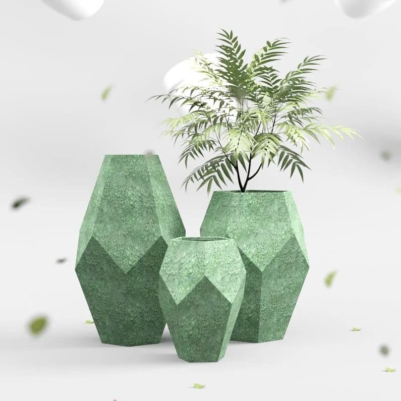 geometric ombre planters with succulents