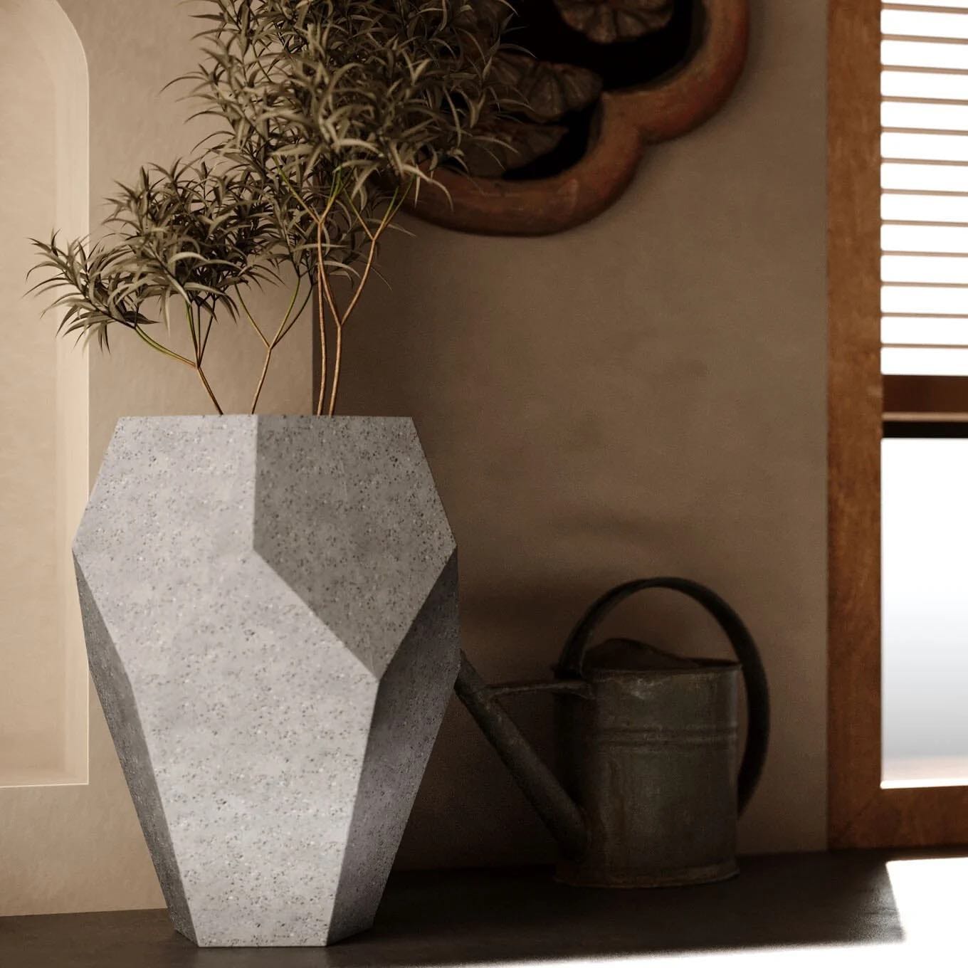 geometric ceramic planter on windowsill