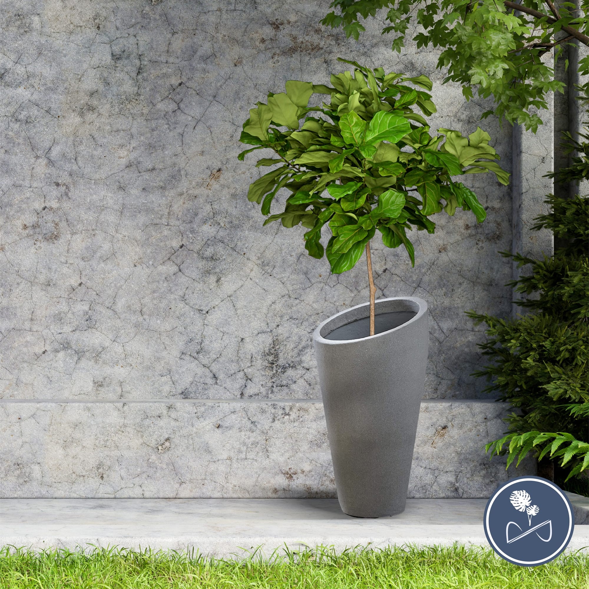 large outdoor concrete planter