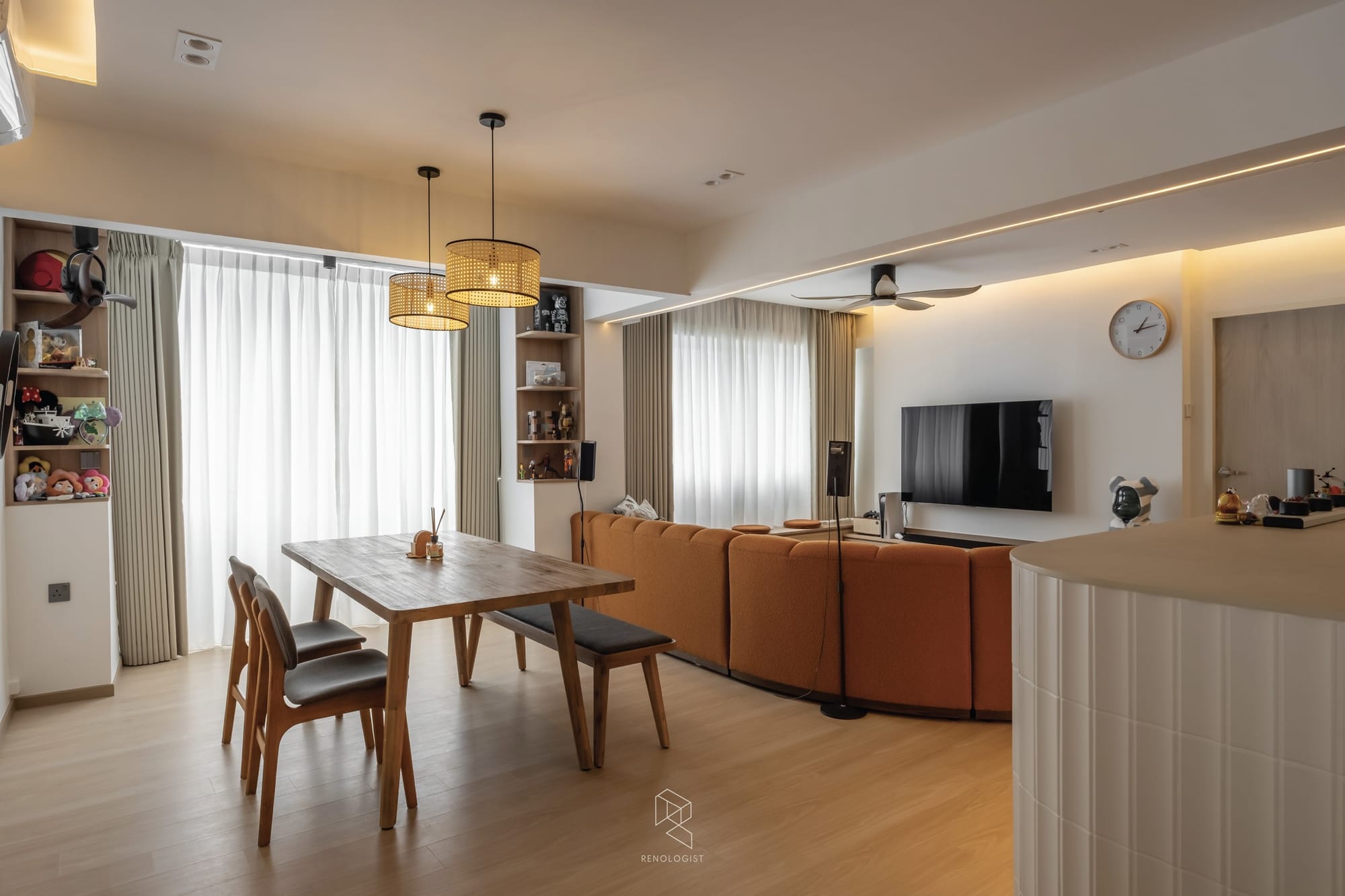 Light oak wood flooring in Scandinavian home