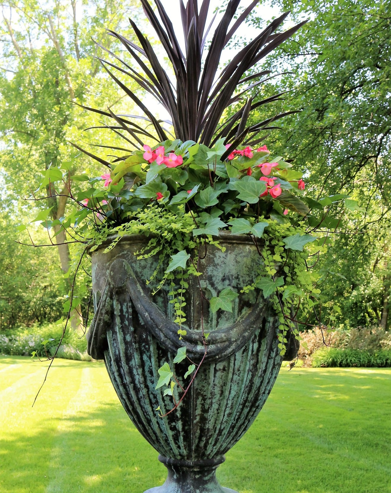 gold metallic planter with palm